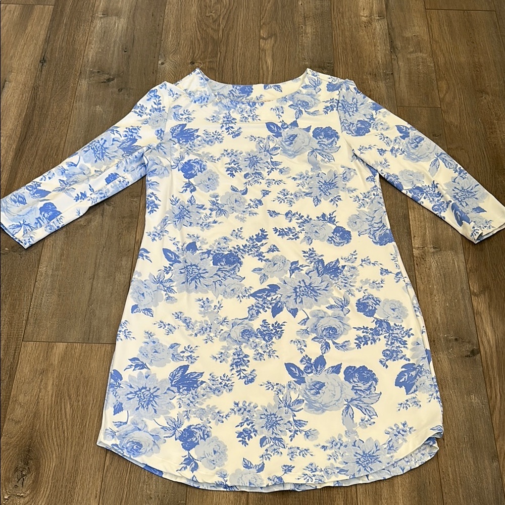 Mahi Gold Blue Floral Dress